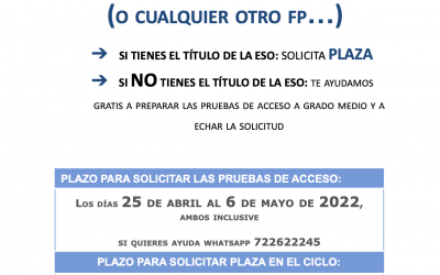 Plazo para solicitud de pruebas de acceso a ciclo APSD